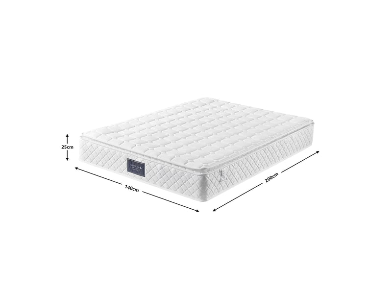  Matelas 140x200cm, ép.25cm, ressorts ensachés + mousse mémoire, fermeté moyenne h3, 7 zones, blanc  - Conforama C