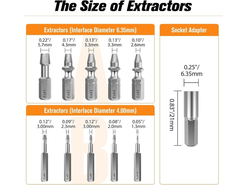  Kit d'extracteur de vis cassé, 33 pcs easy out set d'extraction de vis cassées  - Conforama D