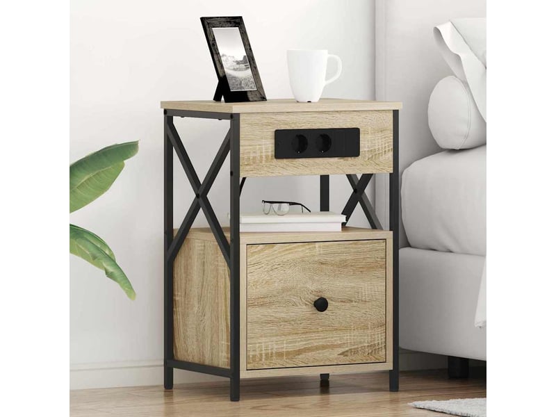 Lot de 2 cabinet de chevet, table de nuit chêne sonoma 40 x 31 x 60 cm shl3473 - Conforama B