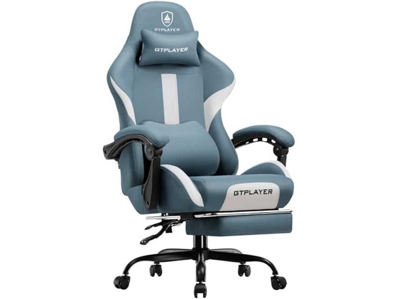  Gtplayer chaise de jeu ergonomique, réglable et pivotante en tissu respirant - bleu GT905-BL - Conforama A