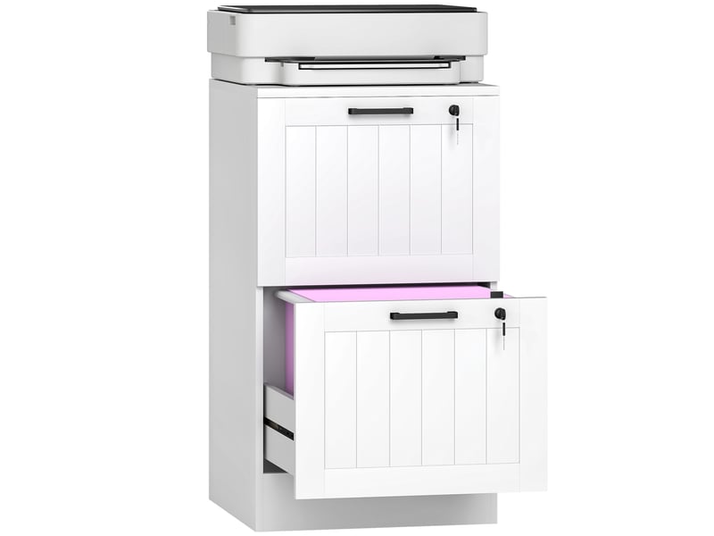  Caisson de bureau 2 tiroirs avec serrure blanc 40 x 40 x 71 cm  - Conforama A