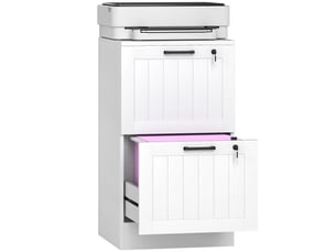 Caisson de bureau 2 tiroirs avec serrure blanc 40 x 40 x 71 cm