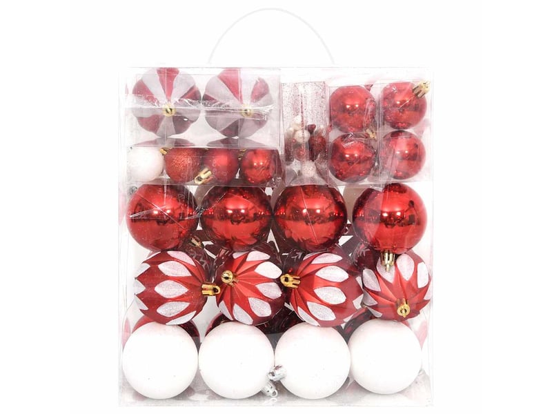  Ensemble de boules de noël 64 pcs rouge et blanc  - Conforama C