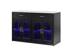 Îlot de cuisine 135x55x91 cm avec éclairage led mdf noir