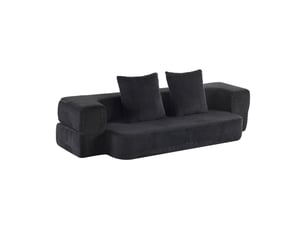 Canapé convertible 2 places pliable en matelas - mousse haute densité avec coussins, mousse - noir