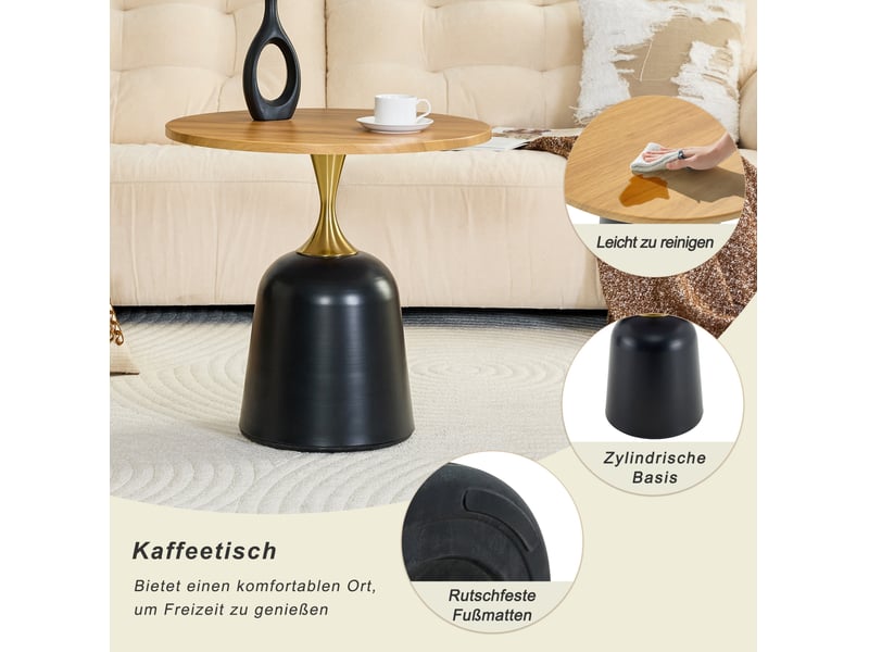  Table basse ronde avec piètement stable, style nordique, en mélamine effet bois, ø 60 cm  - Conforama E
