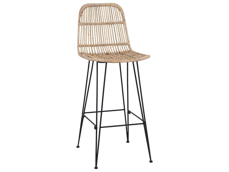  Lot de 2 tabouret de bar, chaise de bar naturel 44x55x109 cm rattan et acier  - Conforama D