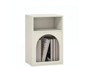 Table de chevet moderne design courbé avec étagères ouvertes, meuble d’appoint chambre