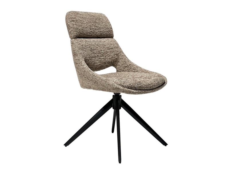  Chaise de repas pivotante 360° tissu doux taupe et pieds métal – maple  - Conforama A