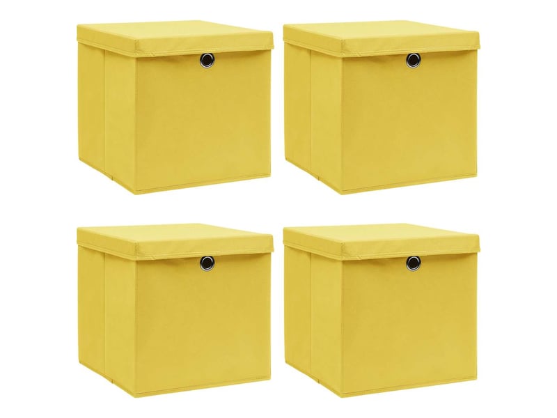  Boîtes de rangement et couvercles 4 pcs jaune 32x32x32 cm tissu  - Conforama B