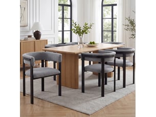 Lot de 4 chaises de salle à manger avec dossier enveloppant en chenille, gris, style moderne