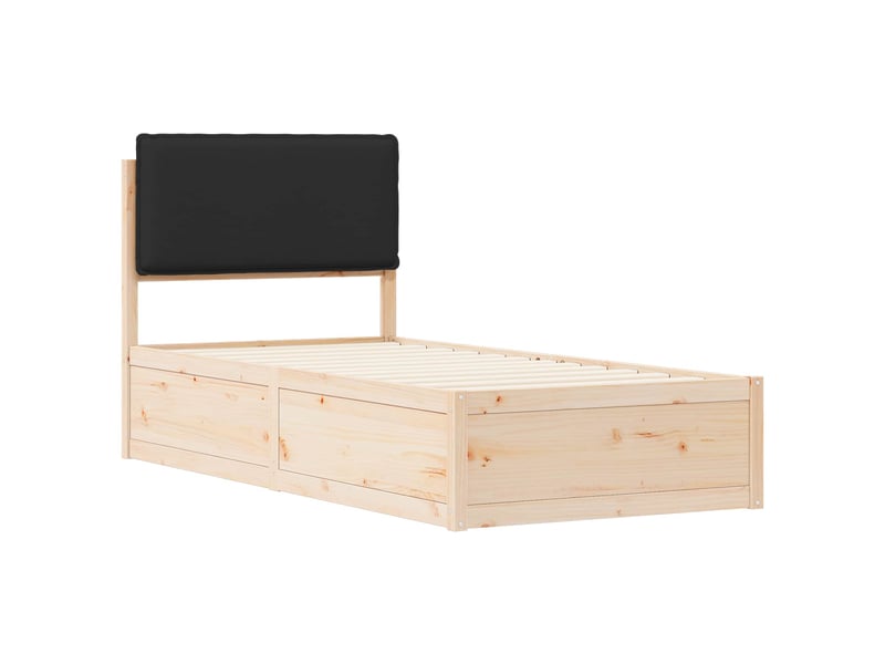  Lit simple- lit adulte -  cadre de lit avec tête de lit rembourrée noir 100 x 200 cm  - Conforama C