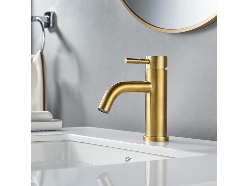  Robinet de salle de bain moderne à poignée unique, robinet de lavabo monotrou (or brossé, sans tuyau d'évacuation)  - Conforama C