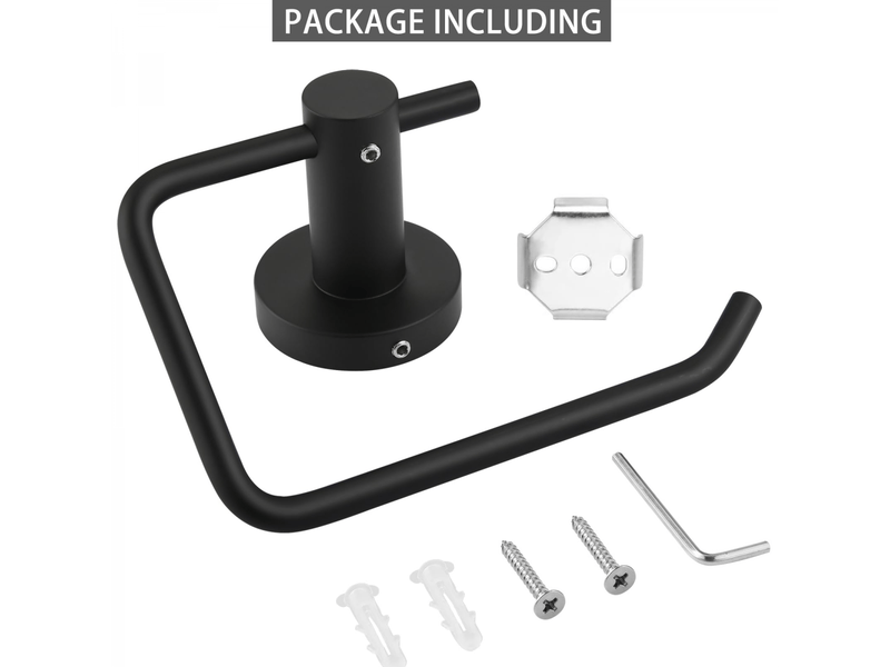  Porte-rouleau de toilette mural en acier inoxydable 304,support pour papier toilette salle de bain cuisine,noir mat  - Conforama B