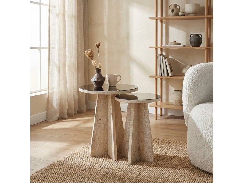  Set de 2 tables basses rondes gigognes luna  - Conforama B