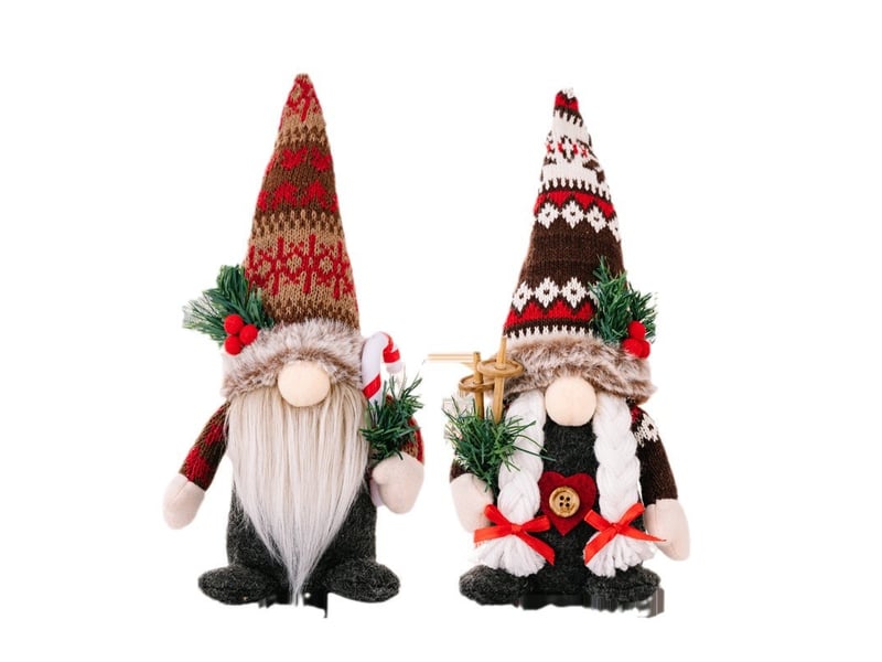  Traîneau de noel lot de 2 deco noël peluche elfe christmas décoration pour maison cuisine 28x7cm rouge  - Conforama A