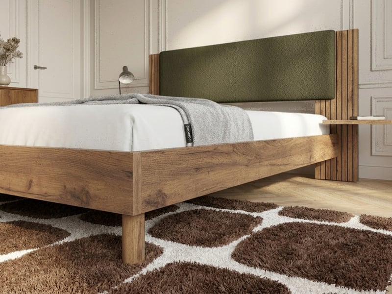  Bobochic lit lior lattes massives pieds en bois naturel vert 140x190 LIOR - Conforama D
