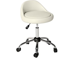 Tabouret de travail 50x35x63-83 cm, pivotant, hauteur réglable, avec roulettes, similicuir blanc, charge max. 120 kg
