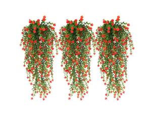 Lot de 3 plantes suspendues d’extérieur – fleurs artificielles résistantes aux uv pour décoration murale, jardin et mariage