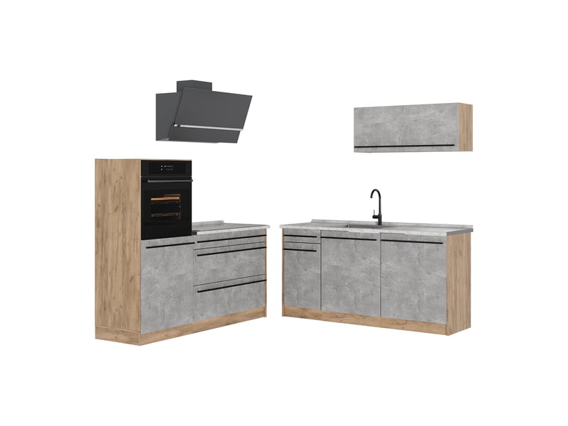  Vicco cuisine, bétonchêne doré, 160cm plan de travail marbre  - Conforama A