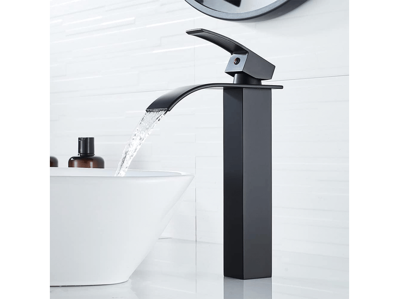  Robinet de lavabo, robinet de salle de bain cascade, hauteur 30 cm (noir)  - Conforama C