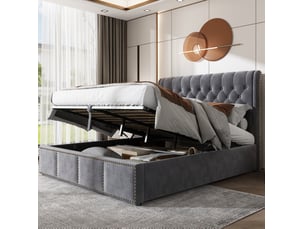 Lit coffre 140x200 cm <strong>OKWISH</strong>  <strong></strong> coloris gris