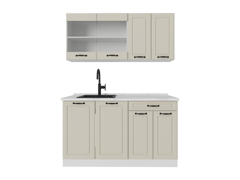  Vicco cuisine, sable campagneblanc, 140cm plan de travail marbre  - Conforama A