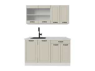 Vicco cuisine, sable campagneblanc, 140cm plan de travail marbre