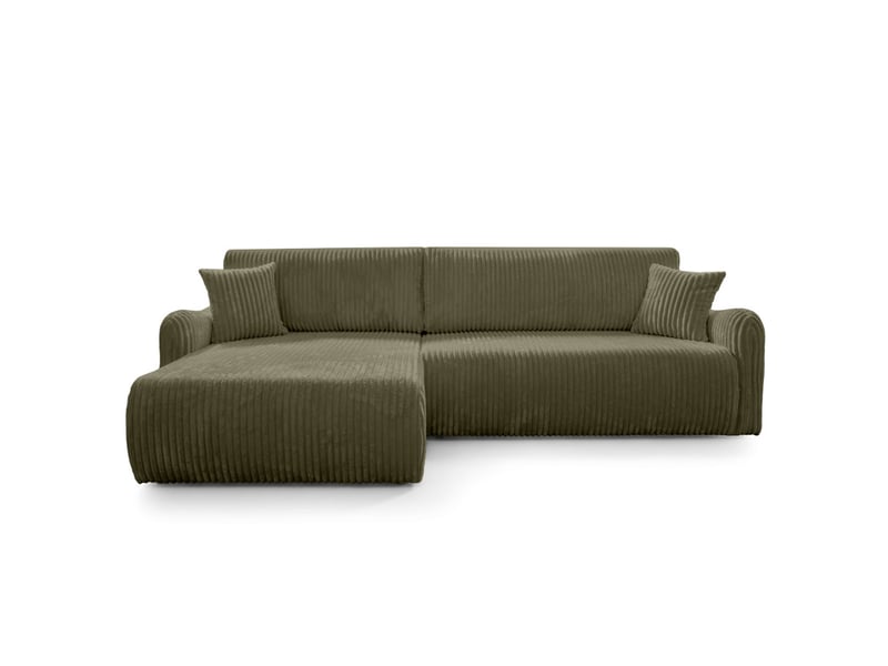  Apoline - canapé d'angle réversible convertible 4 places avec coffre en velours côtelé épais  - Conforama E