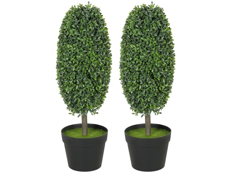 Plantes artificielles lot de 2 avec feuillage résistant aux uv pour intérieur et extérieur en plastique vert 60 cm - Conforama A