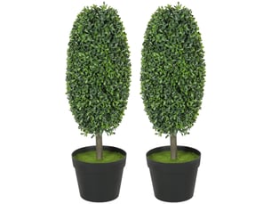 Plantes artificielles lot de 2 avec feuillage résistant aux uv pour intérieur et extérieur en plastique vert 60 cm