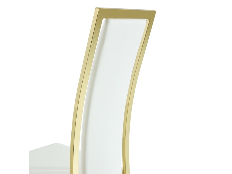  Lot de 2 chaises de salle à manger,44x42,7x109 cm,similicuir et métal doré,blanc  - Conforama E