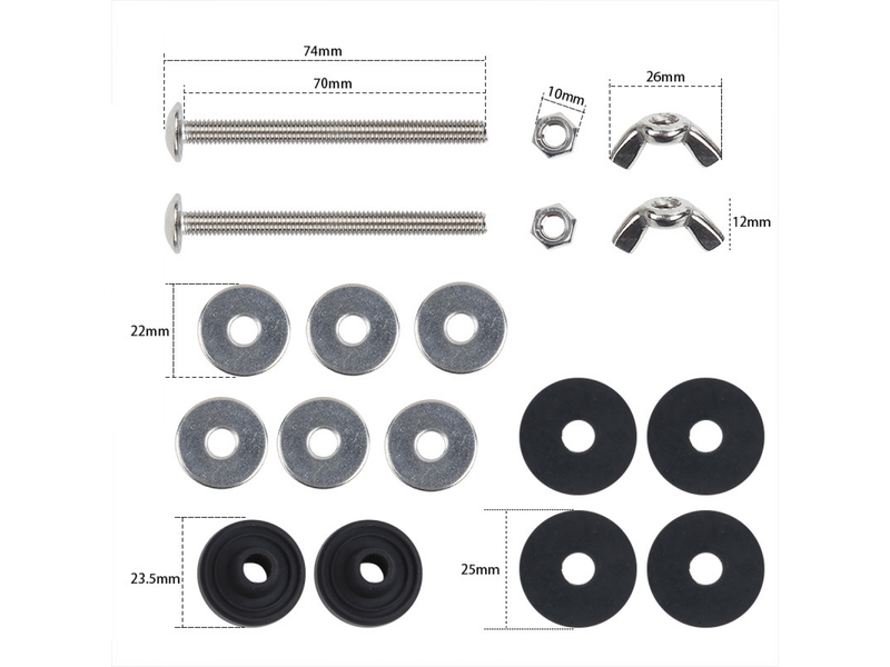  3 paires de boulons pour réservoir de toilette, fixations de salle de bain, accessoires pour siège de toilette, acier inoxydable  - Conforama C