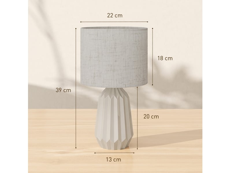 Lampe de table 22x22x39 cm avec abat-jour plissé beige et interrupteur à bascule  - Conforama E