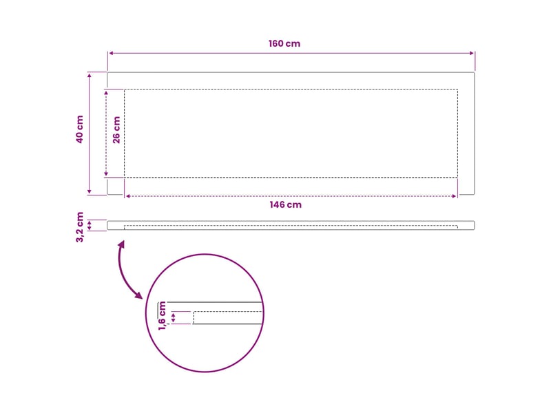  Vidaxl plateau de table rectangulaire 160 x 40 x 3 cm rectangulaire  - Conforama C