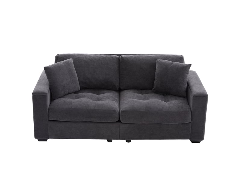  Canapé 2 places, canapé de salon, en chenille, gris foncé, design moderne, pour salon et séjour, 180 cm  - Conforama B