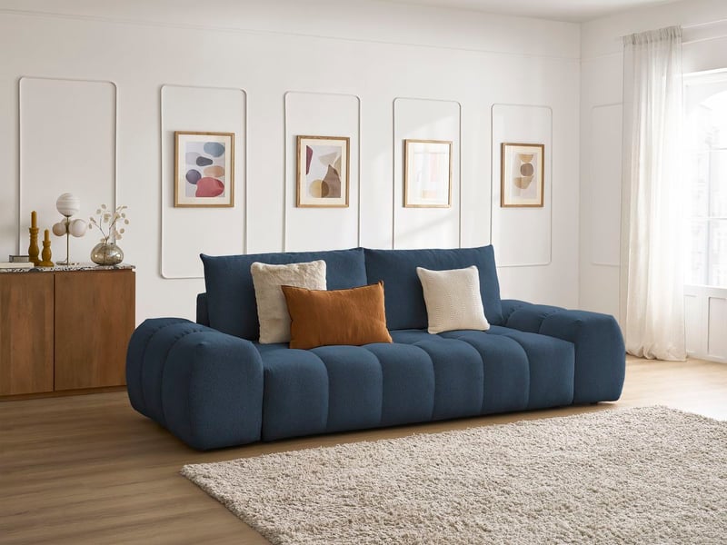  Bobochic canapé droit fixe 3 places everest tissu chiné bleu foncé EVEREST - Conforama B