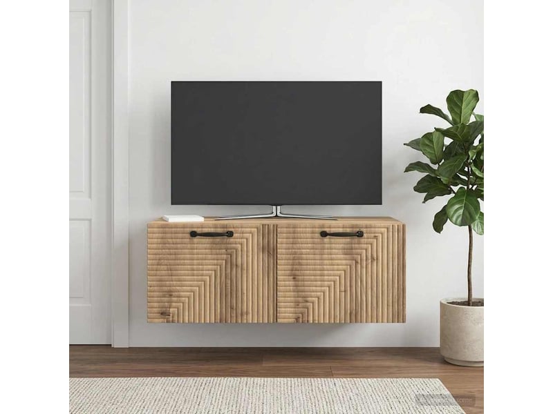  Meuble tv - banc tv - meuble de rangement mural 78,5 x 41 x 30 cm chêne artisanal  - Conforama D