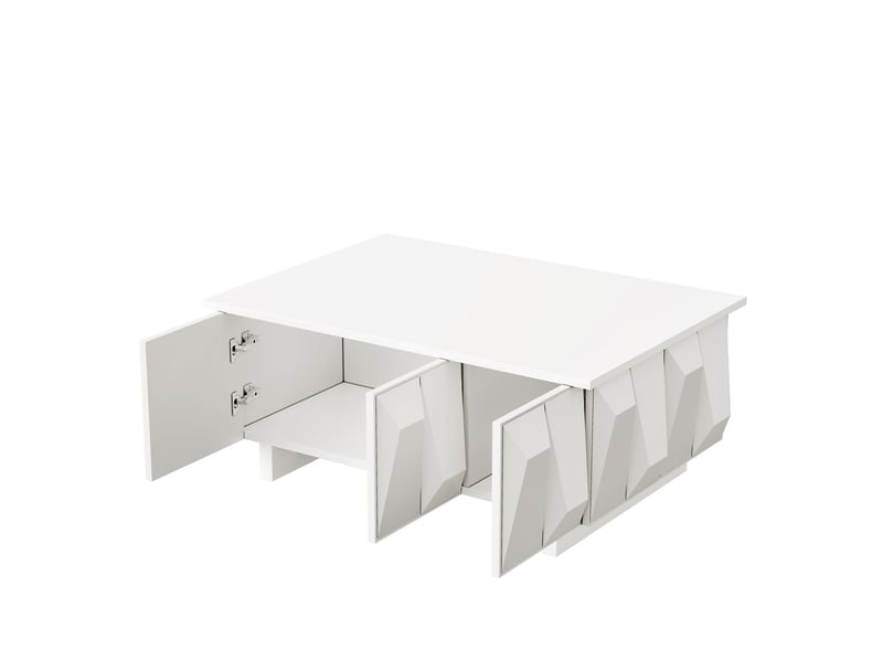  Table basse avec rangement façades 3d table de salon grande surface de rangement compartiments fermés par des portes panneaux de particules style moderne  - Conforama D