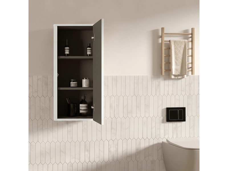  Meuble de salle de bains suspendu façade rainurée mdf blanc 36x29x75 cm W3416P486445 - Conforama D