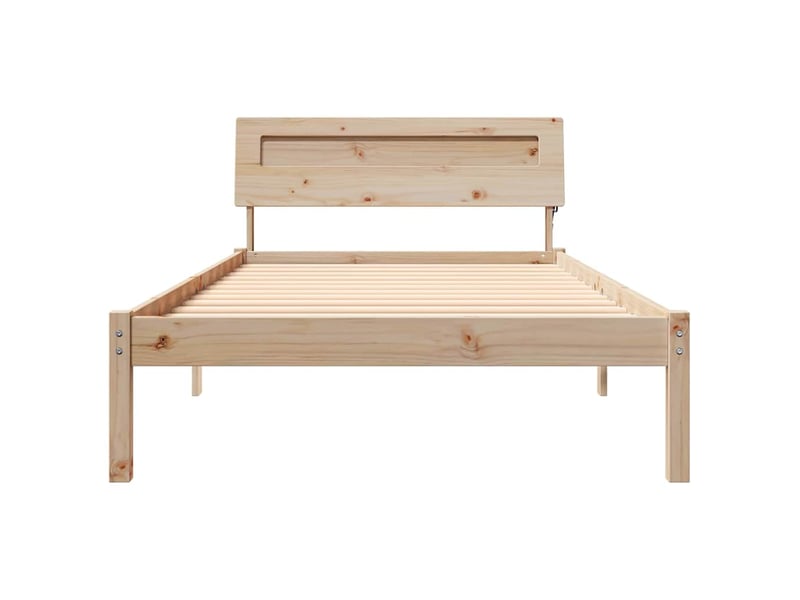 Lit simple- lit adulte - cadre de lit avec tête de lit marron 90 x 200 cm pin massif - Conforama D