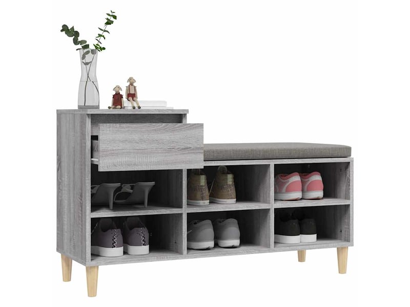  Armoire à chaussures sonoma gris 102x36x60 cm bois d'ingénierie shl1053  - Conforama E