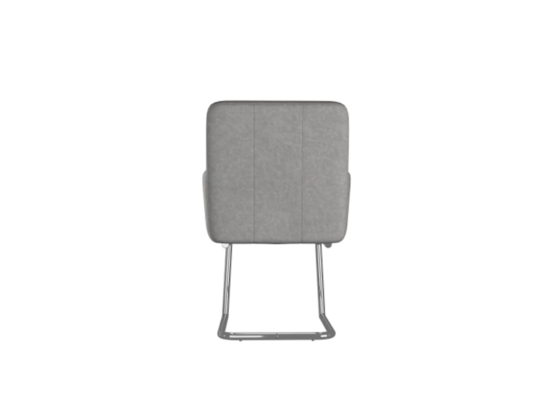  Lot de 4 chaises à manger à rayures verticales, rembourrées, pieds métal zigzag - gris cuir synthétique  - Conforama E
