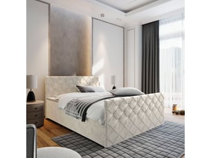 Lit avec rangement 160x200 cm <strong>MASSENO</strong> <strong></strong> coloris beige