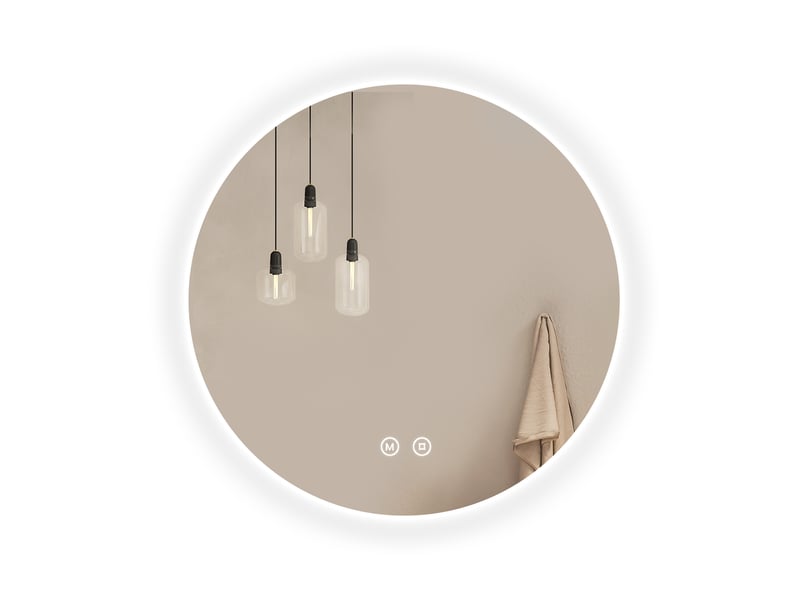  Emke miroir de salle de bain led rond diamètre 60 cm, rétro-éclairage sans cadre, interrupteur tactile, 3 couleurs de lumière  - Conforama A