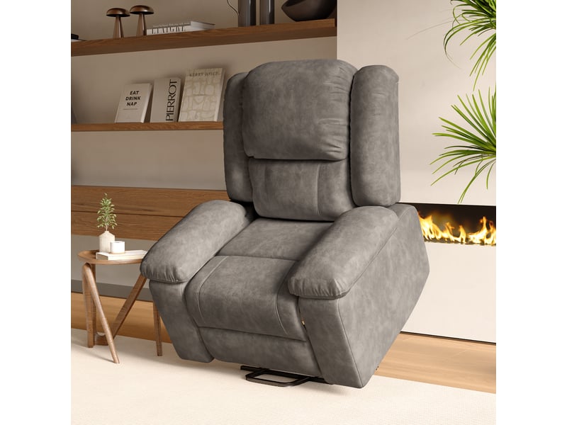  Fauteuil de massage électrique inclinable pour relaxation,chaise de massage électrique ergonomique,102x93x106 cm, 8-point massage + lumbar heating ,tissu , gris  - Conforama R
