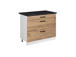 Vicco meuble cuisine, chêne doréblanc, 100cm plan de travail anthracite