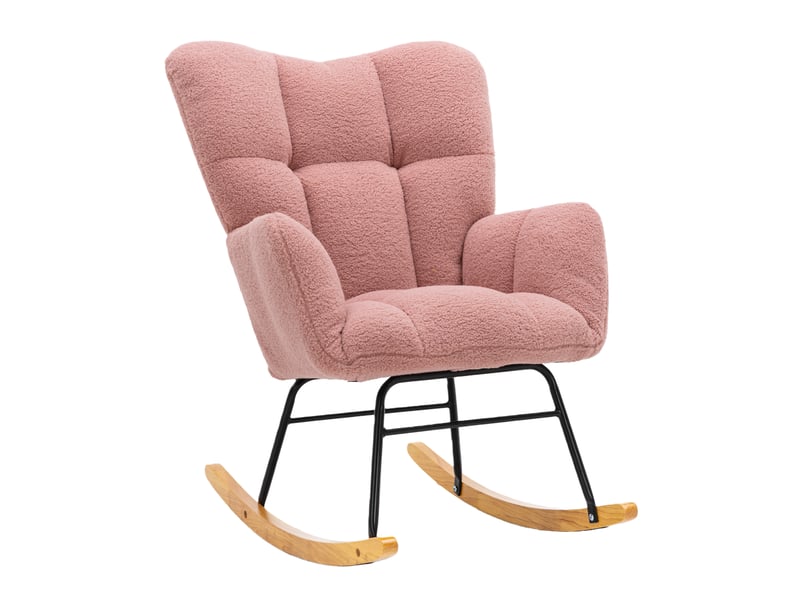 Fauteuil à bascule rose - fauteuil relax avec accoudoirs en bois et siège rembourré - style moderne - Conforama A