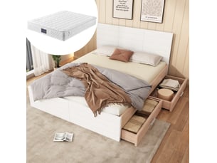 Lit avec rangement 160x200 cm <strong>REDOM</strong>  <strong></strong> coloris bicolore