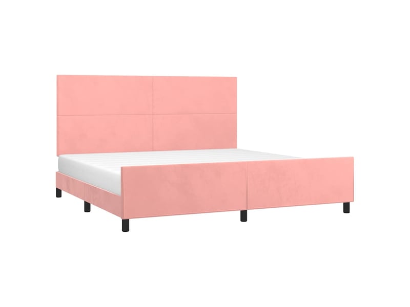  Lit double- lit adulte -  cadre de lit sans matelas rose 200x200 cm velours  - Conforama B